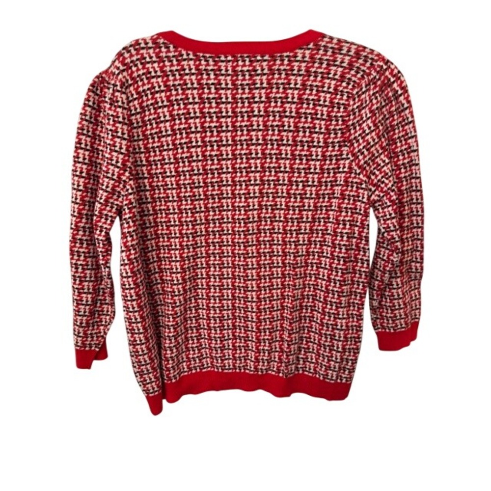 Charter Club Womens XL Red Houndstooth Pearl Embellished V-Neck Sweater Top - Picture 6 of 6